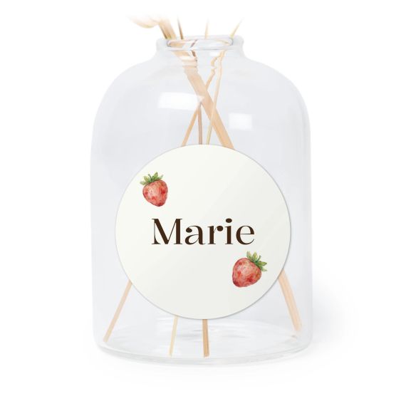 Petit vase verre transparent avec autocollant rond - Lot de 6 Petit vase verre transparent avec autocollant rond - Lot de 6