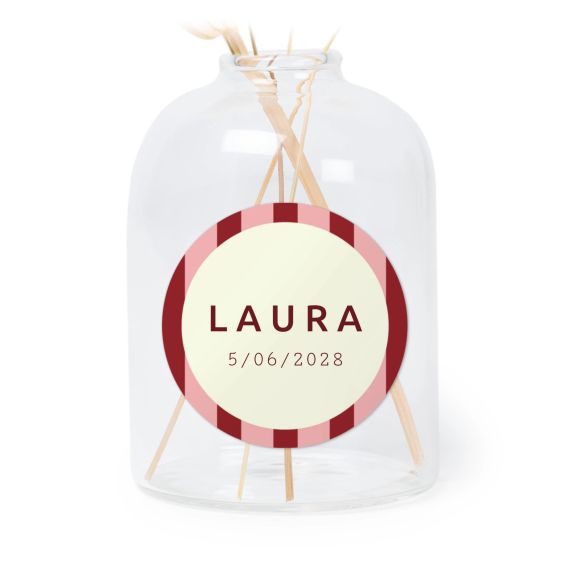 Personalised Clear Glass Vase with Round Stickers – Set of 6