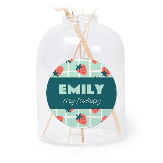 Personalised Clear Glass Vase with Round Stickers – Set of 6 Personalised Clear Glass Vase with Round Stickers – Set of 6