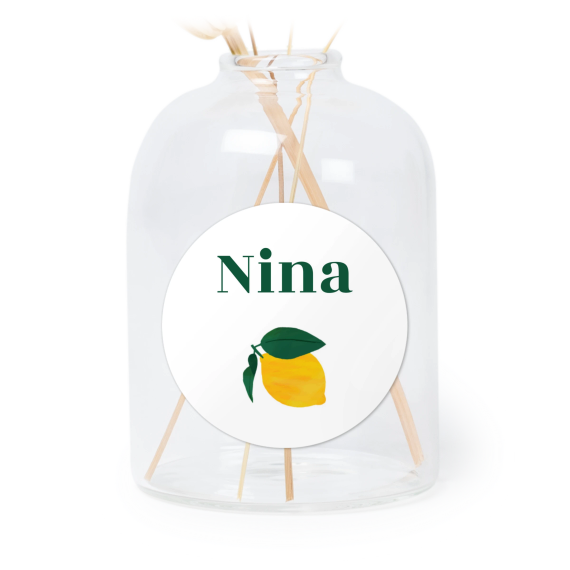 Personalised Clear Glass Vase with Round Stickers – Set of 6 Personalised Clear Glass Vase with Round Stickers – Set of 6