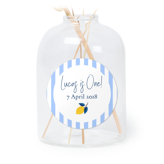 Personalised Clear Glass Vase with Round Stickers – Set of 6