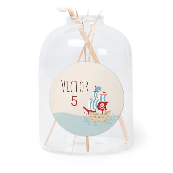 Petit vase verre transparent avec autocollant rond - Lot de 6 Petit vase verre transparent avec autocollant rond - Lot de 6