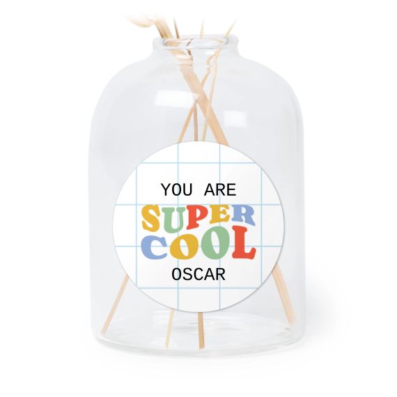 Personalised Clear Glass Vase with Round Stickers – Set of 6 Personalised Clear Glass Vase with Round Stickers – Set of 6