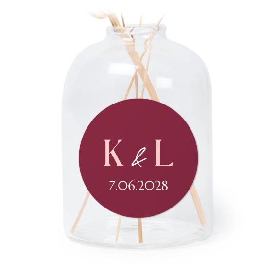 Petit vase verre transparent avec autocollant rond - Lot de 6 Petit vase verre transparent avec autocollant rond - Lot de 6