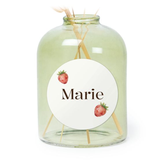 Petit vase verre vert avec autocollant rond - Lot de 6 Petit vase verre vert avec autocollant rond - Lot de 6