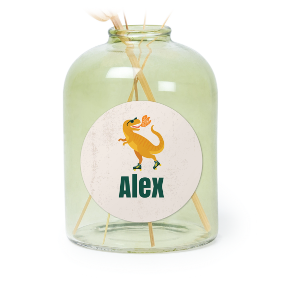 Personalised Green Glass Vase with Round Stickers – Set of 6 Personalised Green Glass Vase with Round Stickers – Set of 6