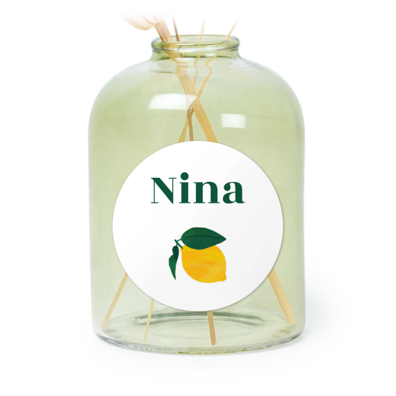 Personalised Green Glass Vase with Round Stickers – Set of 6 Personalised Green Glass Vase with Round Stickers – Set of 6
