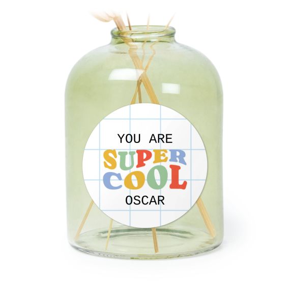 Personalised Green Glass Vase with Round Stickers – Set of 6 Personalised Green Glass Vase with Round Stickers – Set of 6