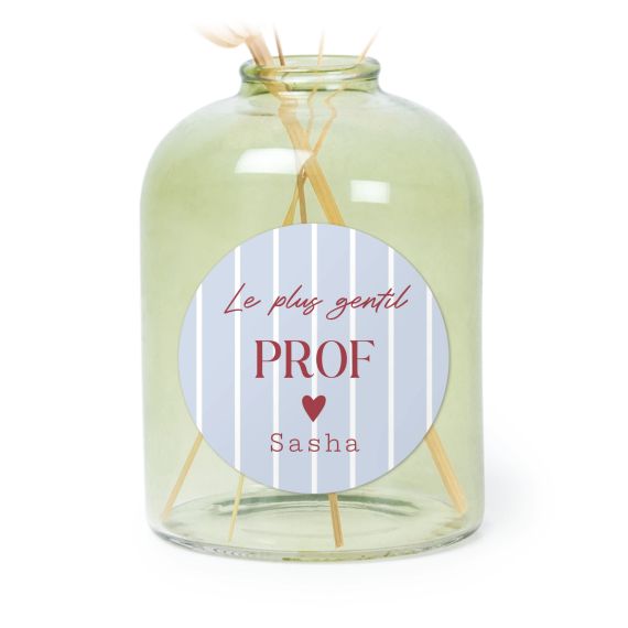 Petit vase verre vert avec autocollant rond - Lot de 6 Petit vase verre vert avec autocollant rond - Lot de 6
