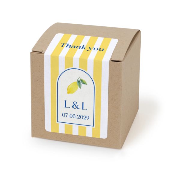 Paper box beige rectangular sticker - set of 24