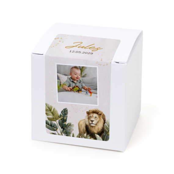Autocollant rectangulaire blanc pour boîte à dragées - lot de 24 Autocollant rectangulaire blanc pour boîte à dragées - lot de 24