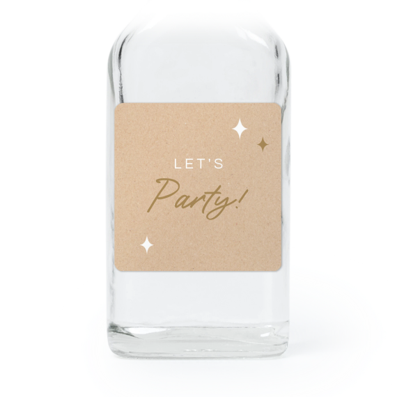 Fiole en verre transparent avec autocollant carré - Lot de 12 Fiole en verre transparent avec autocollant carré - Lot de 12