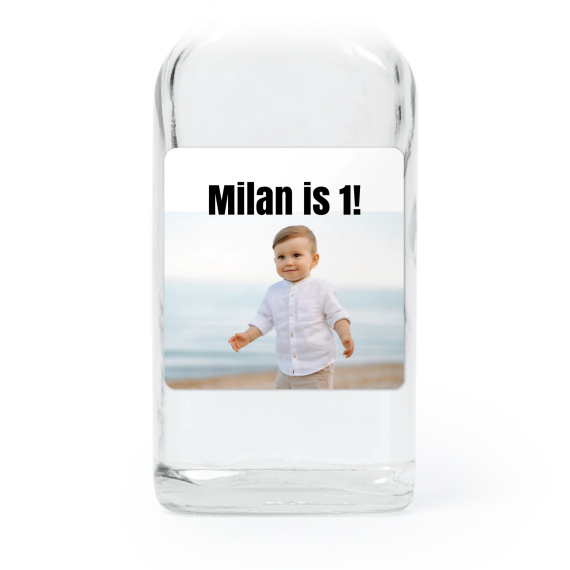 Fiole en verre transparent avec autocollant carré - Lot de 12 Fiole en verre transparent avec autocollant carré - Lot de 12