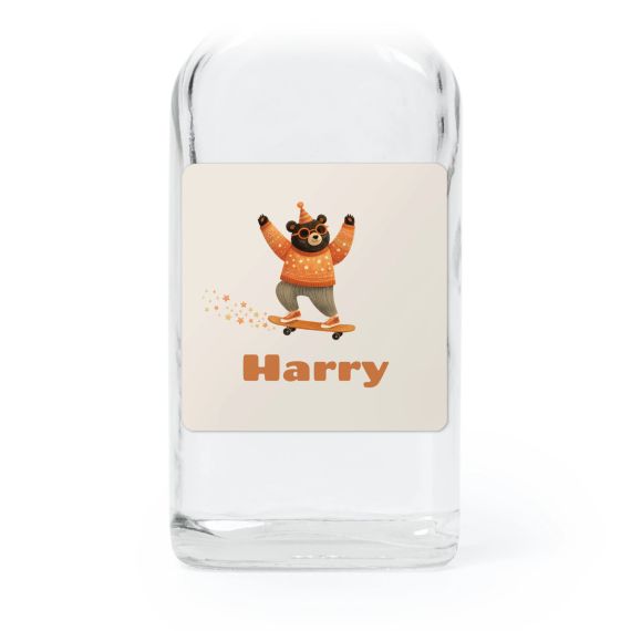 Fiole en verre transparent avec autocollant carré - Lot de 12 Fiole en verre transparent avec autocollant carré - Lot de 12