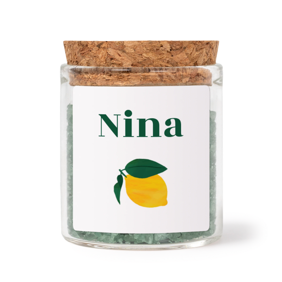 Mini bocal avec stickers carré et sel de bain vert (lot de 12) Mini bocal avec stickers carré et sel de bain vert (lot de 12)