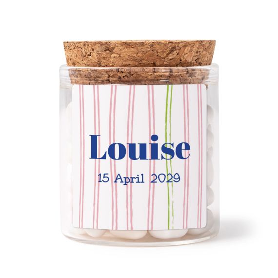 Glass jars with square stickers - set of 12 Glass jars with square stickers - set of 12