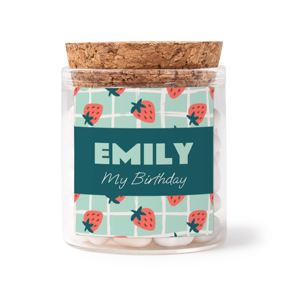 Glass jars with square stickers - set of 12 Glass jars with square stickers - set of 12