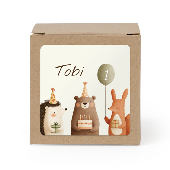 Paper box brown square sticker - set of 24 Paper box brown square sticker - set of 24