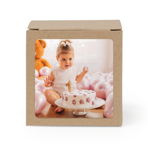 Paper box brown square sticker - set of 24 Paper box brown square sticker - set of 24