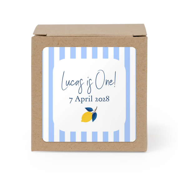 Paper box brown square sticker - set of 24