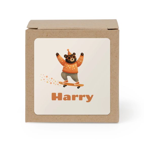 Partybox Braunes Kraftpapier mit Sticker quadratisch - 24 Stk. Partybox Braunes Kraftpapier mit Sticker quadratisch - 24 Stk.
