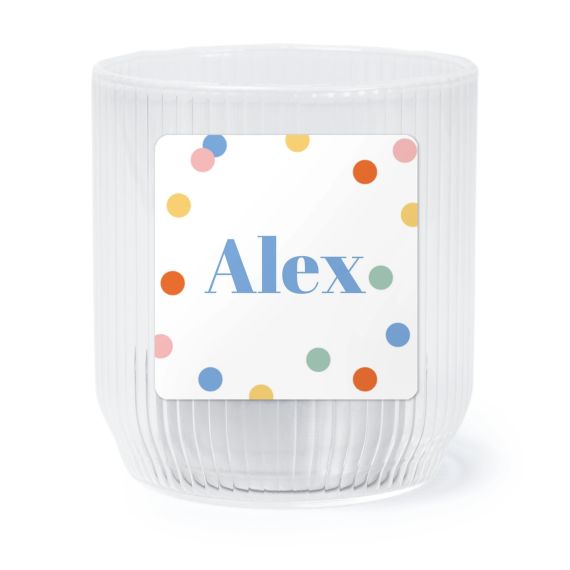 Personalised Clear Glass Tealight Holder with Square Stickers – Set of 6 Personalised Clear Glass Tealight Holder with Square Stickers – Set of 6
