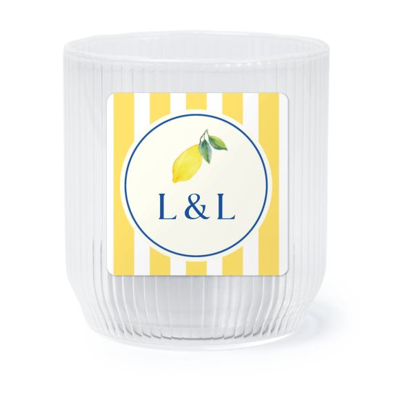 Personalised Clear Glass Tealight Holder with Square Stickers – Set of 6