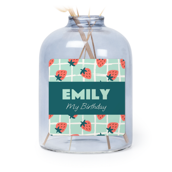Personalised Blue Glass Vase with Square Stickers – Set of 6 Personalised Blue Glass Vase with Square Stickers – Set of 6