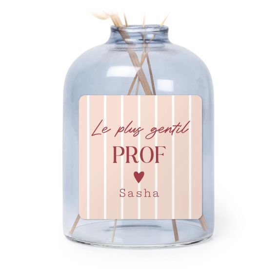 Petit vase verre bleu avec autocollant carré - Lot de 6 Petit vase verre bleu avec autocollant carré - Lot de 6