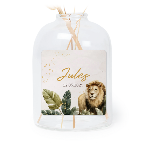 Petit vase verre transparent avec autocollant carré - Lot de 6 Petit vase verre transparent avec autocollant carré - Lot de 6