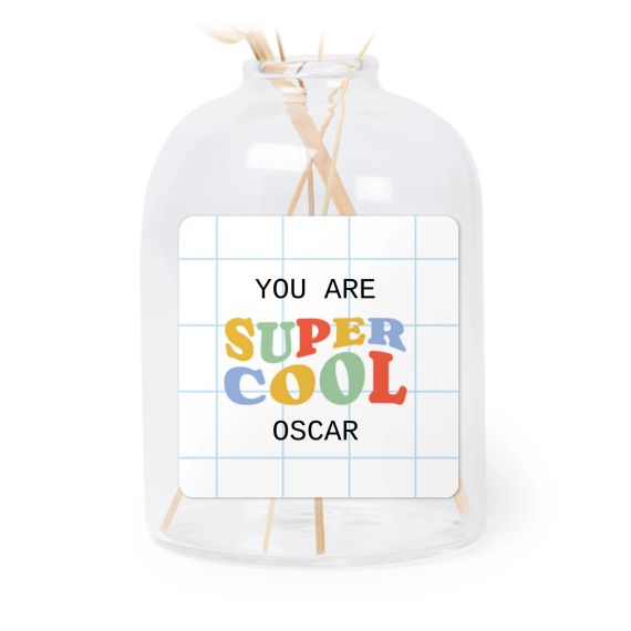 Personalised Clear Glass Vase with Square Stickers – Set of 6 Personalised Clear Glass Vase with Square Stickers – Set of 6