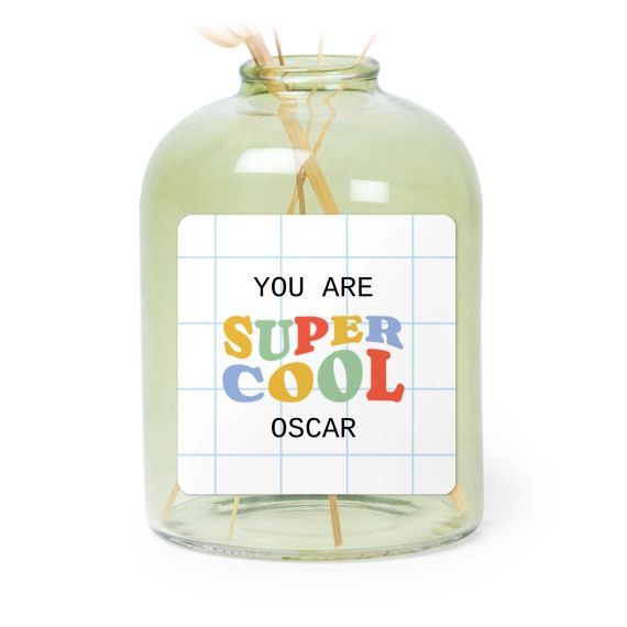 Personalised Green Glass Vase with Square Stickers – Set of 6 Personalised Green Glass Vase with Square Stickers – Set of 6