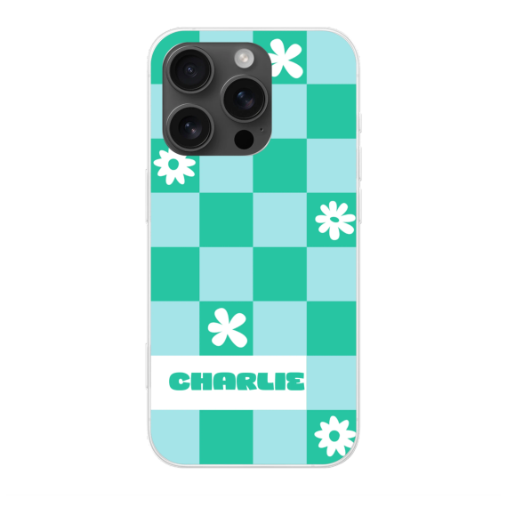 Checkerboard Flowers - Text Only