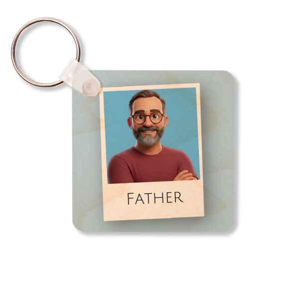 KeychainWoodSq_RetroPrintAvatarBlue