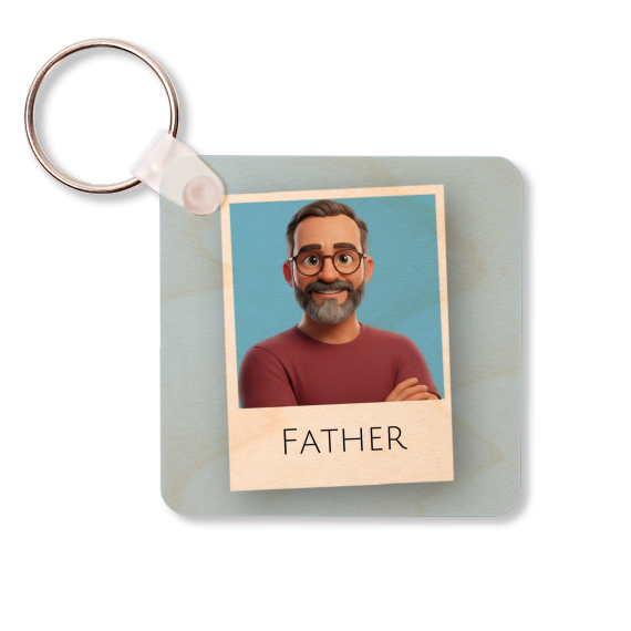 KeychainWoodSq_RetroPrintAvatarBlue