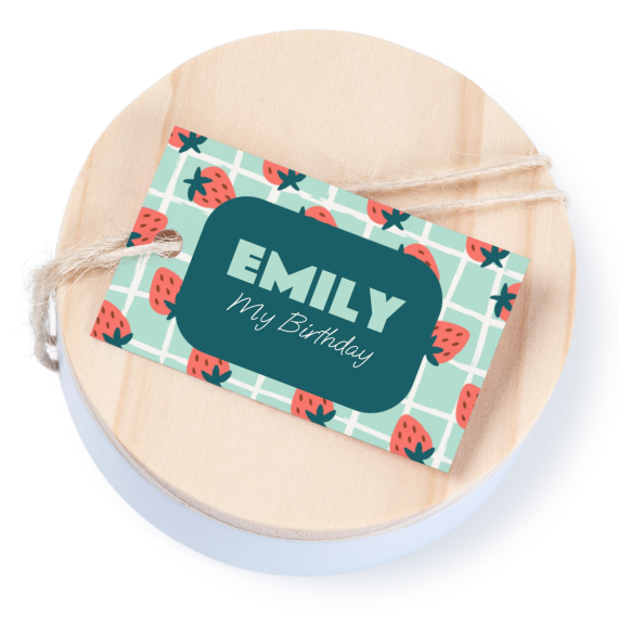 Tin box wooden lid rectangular label - set of 12 Tin box wooden lid rectangular label - set of 12