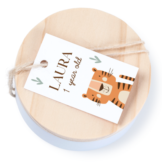 Tin box wooden lid rectangular label - set of 12 Tin box wooden lid rectangular label - set of 12