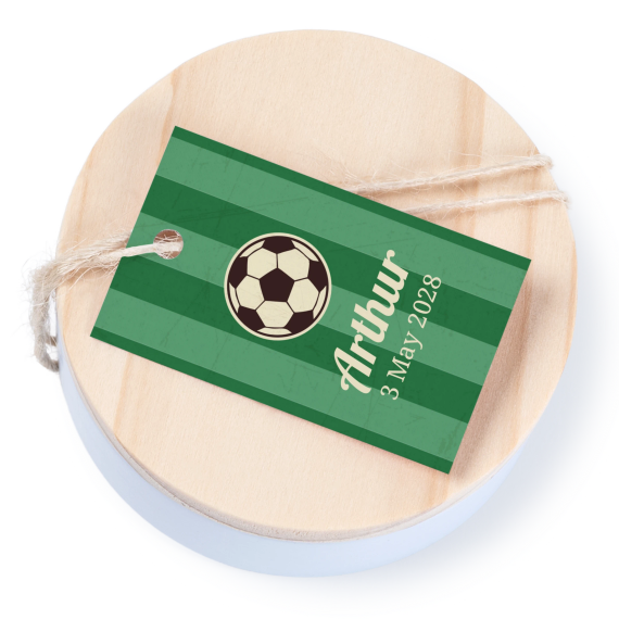 Geschenkdose mit graviertem Holzdeckel und rechteckigen Stickern- 12 Stk. Geschenkdose mit graviertem Holzdeckel und rechteckigen Stickern- 12 Stk.