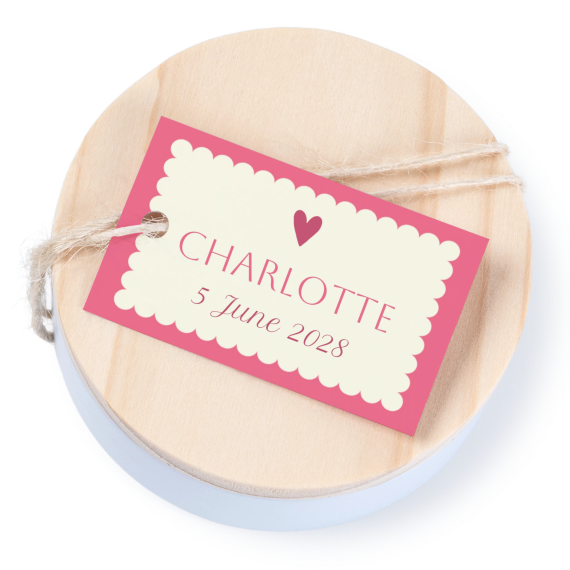 Tin box wooden lid rectangular label - set of 12 Tin box wooden lid rectangular label - set of 12