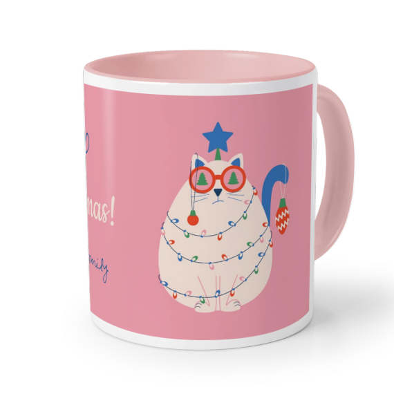 Weihnachtskatze Dose Rosa - Nur Text Weihnachtskatze Dose Rosa - Nur Text