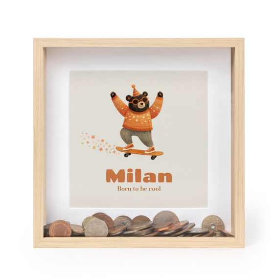 Piggy Bank Square Wood Piggy Bank Square Wood
