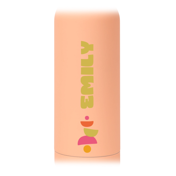 Drinkfles met naam pasteloranje