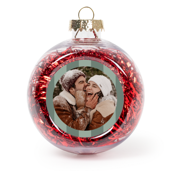 Boules de Noël avec guirlandes rouges - Lot de 2