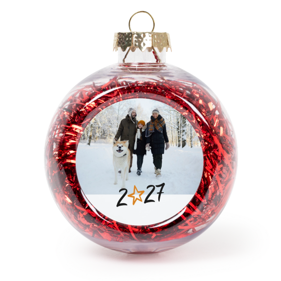 Boules de Noël avec guirlandes rouges - Lot de 2 Boules de Noël avec guirlandes rouges - Lot de 2