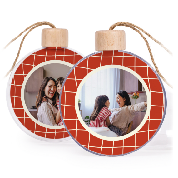 Kerstballen transparant met houten dop (set van 2) Kerstballen transparant met houten dop (set van 2)