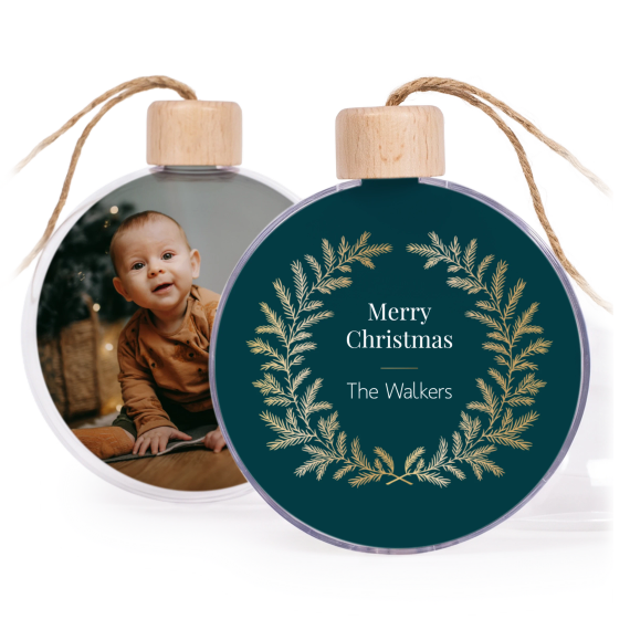 Weihnachtskugeln Set personalisiert - 2 Stk. (Transparent Holz) Weihnachtskugeln Set personalisiert - 2 Stk. (Transparent Holz)