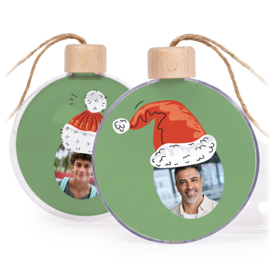 Kerstballen transparant met houten dop (set van 2) Kerstballen transparant met houten dop (set van 2)
