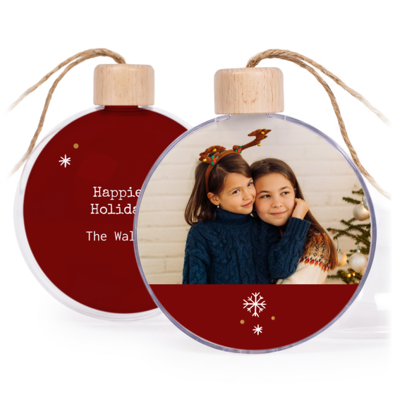 Kerstballen transparant met houten dop (set van 2) Kerstballen transparant met houten dop (set van 2)