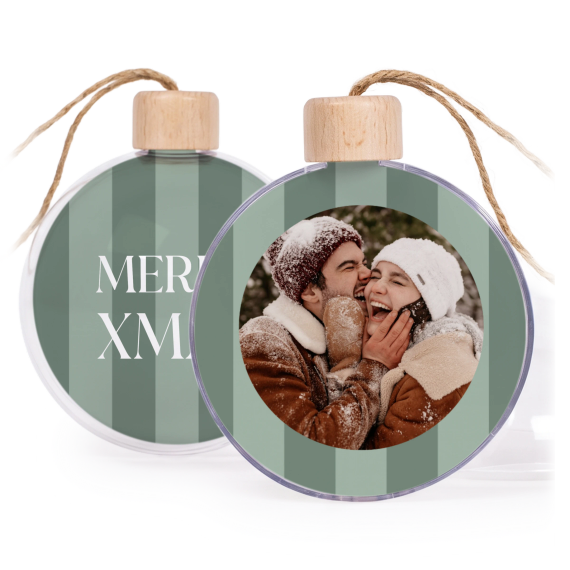 Christmas bauble clear wood -  set of 2