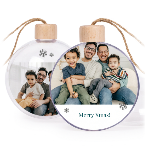 Kerstballen transparant met houten dop (set van 2) Kerstballen transparant met houten dop (set van 2)